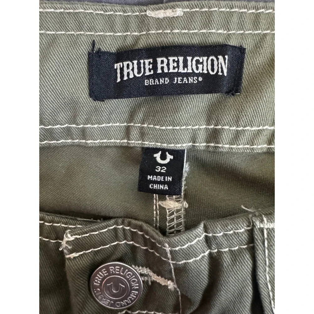 True Religion Mens Cargo SN Pant HS Kalamata Green Contrast Stitch ~33x32 NWT